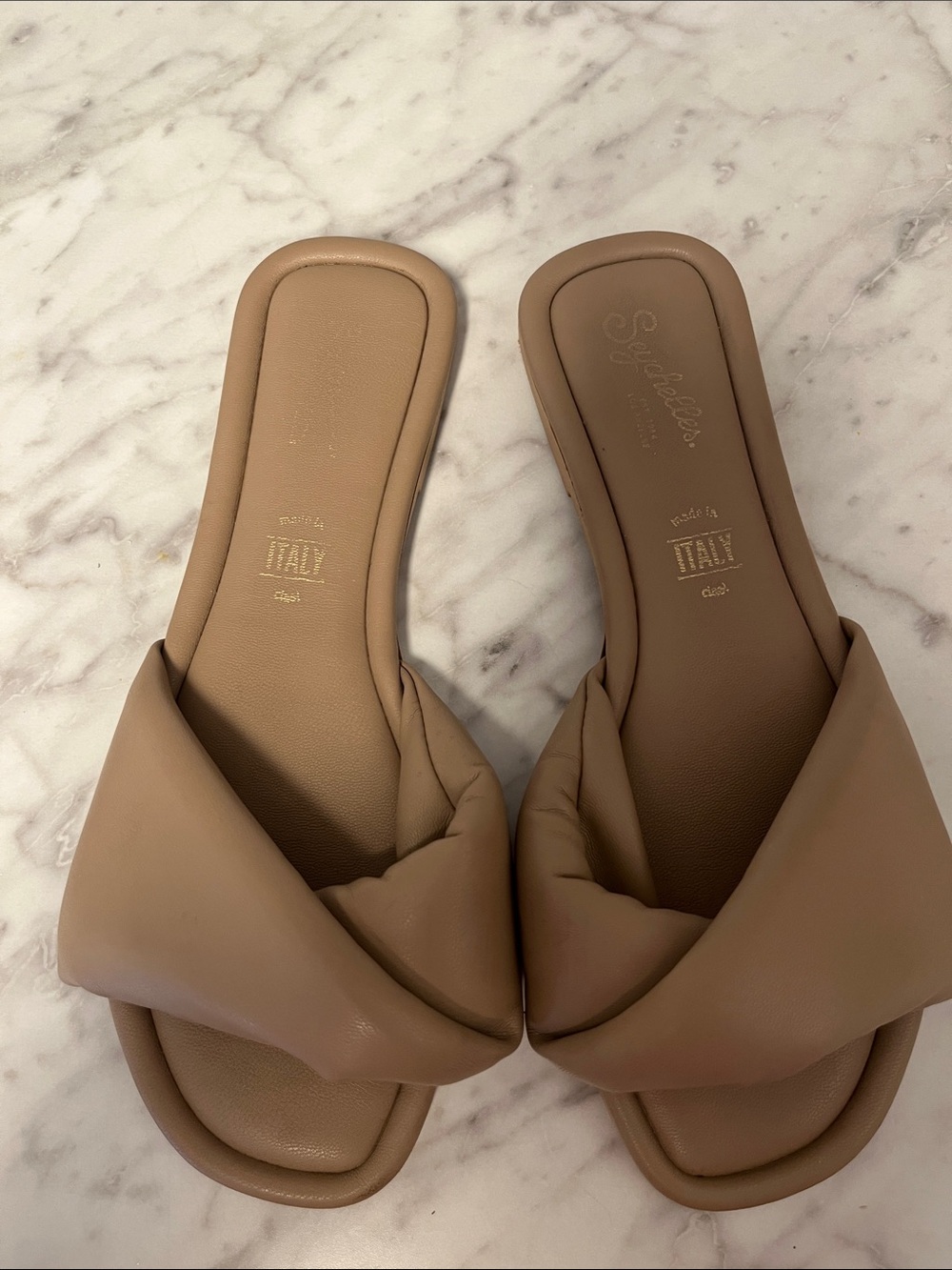 Seychelles, Braided Slide sandals in Taupe - Made in Italy